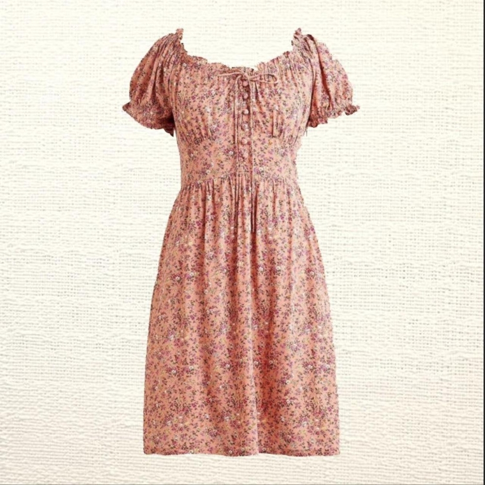 J. Crew Puff Sleeve Mini Peasant Dress in Ditsy Floral Print
